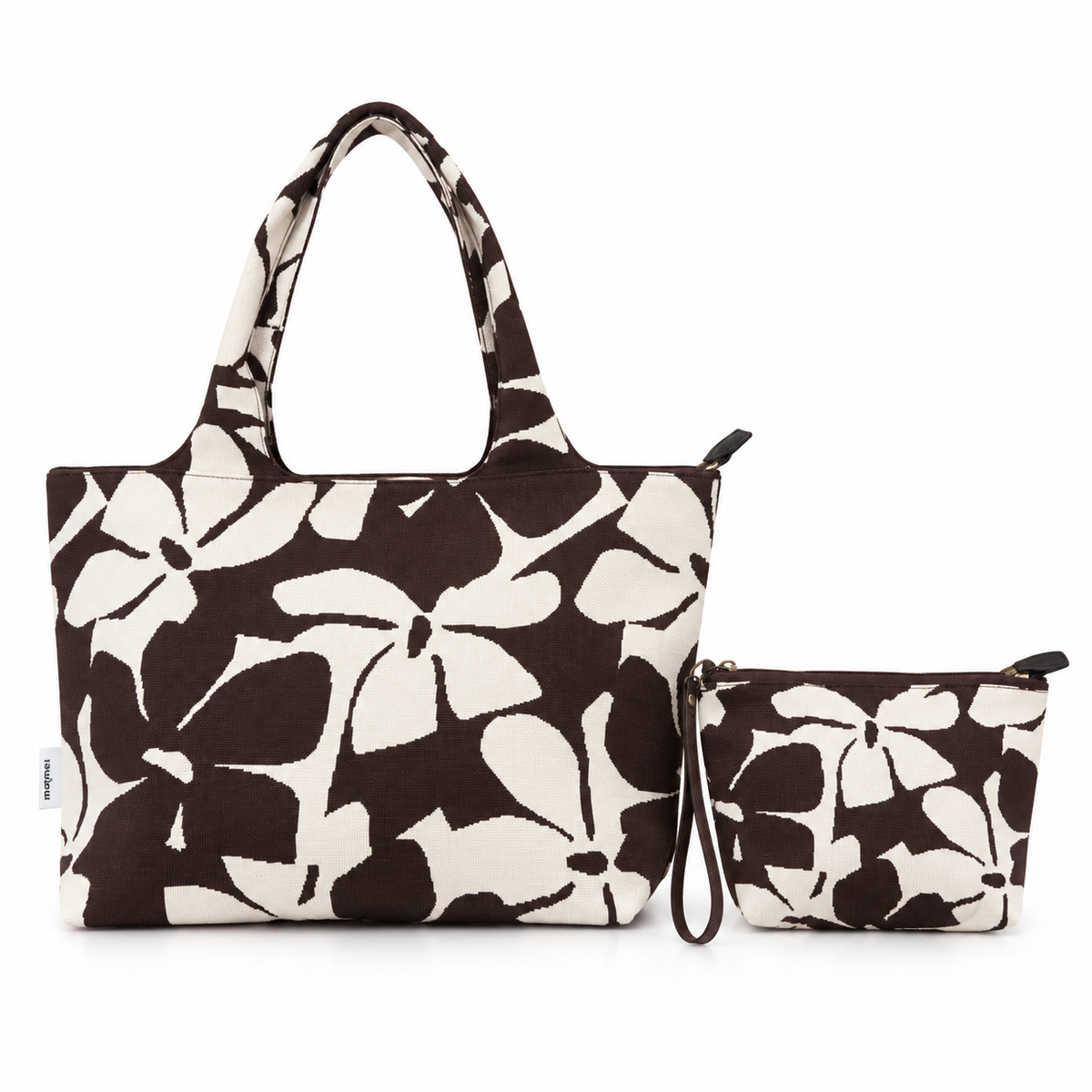 Sac - Floral Knit Tote & Magnetic Pouch Set
