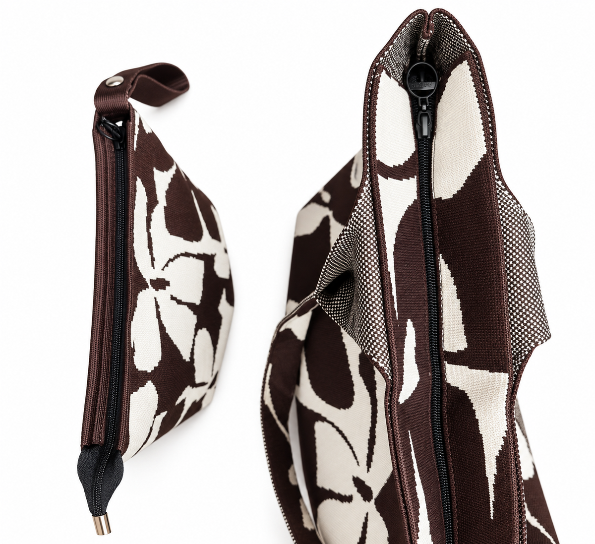 Sac - Floral Knit Tote & Magnetic Pouch Set