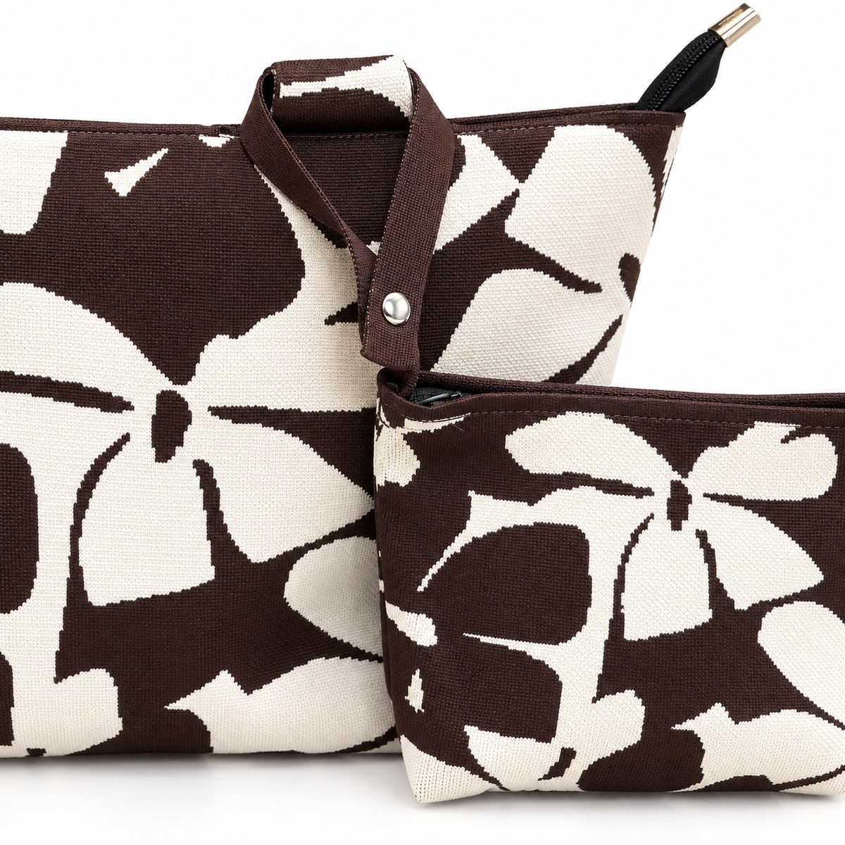 Sac - Floral Knit Tote & Magnetic Pouch Set